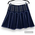 Alya  size medium mini a-line skirt embroidered blue white high waist FRANCESCA'S Photo 9