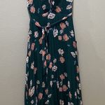 Lulus Lulu’s Teal Floral Print Pleated Open Back Maxi Dress Size L Photo 0