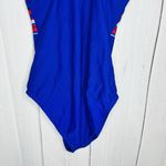 Maxine of Hollywood  Swimsuit 16 Striped One-Piece Blue Red White Racerback Photo 5