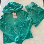 Juicy Couture  Teal Velour Hoodie and Shorts Set size medium Photo 0