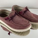 Hey Dude Womens Burgundy Wendy Fabric Drawcord Casual Slip On Loafer Shoes Photo 1