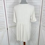 Urban Outfitters Linen Blend Babydoll Mini Dress Beige Small V Neck Button Photo 3