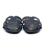 Sam Edelman Bay Slide Sandals Size 9 Black Croco Leather Logo Slides Photo 5