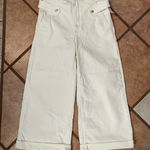 Anthropologie Maeve by  Cream wide leg capri Pants Photo 0