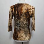 American City Wear  Y2k Petite Snakeskin Print Brown Fitted 3/4 Sleeve Top Rave Photo 4