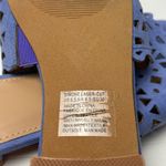 JustFab Simone Laser Cut Slide Sandals in Blue Photo 7