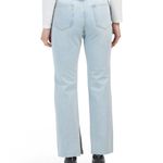 Avec Les Filles RIPPED JEANS SLIT HEM Raw Hem Wide Leg Jeans Light Wash NWT Photo 1