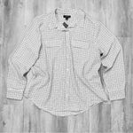 Alfani  Women's White Geometric Print Long Sleeve Button-Down Shirt L Photo 1