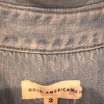 Good American  Weighless Easy Denim Button Up Shirt Size 3 Distressed Light Wash Photo 10