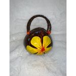 Handcrafted Coconut Shell Floral Shoulder Bag Yellow Pink Small Tropical Photo 1
