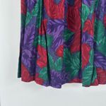 Vintage Floral Print Midi Skirt Pleated A Line Purple Red Green Size‎ M 90s Size M Photo 1