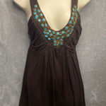 Moa Moa  Brown Beaded V Neck Tank Top Tunic Women's Size M Photo 0