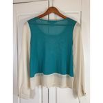 Flying Tomato  Embroidered Mesh Sheer Blouse Shirt‎ Womens Medium READ Photo 2