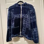 BP . Fleece Navy Bandana Patchwork Jacket Photo 1