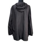 Black Hooded Windbreaker Rain Lightweight Travel Zipper Jacket Drawstring Hood Size XL Photo 3