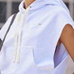 Anthropologie The Upside Sporty Sleeveless Hoodie white stripe size small Photo 0