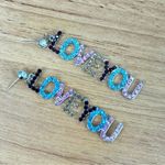 Love You Dangling Rhinestone Novelty Statement Fashion Earrings Photo 3