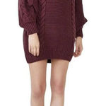 Bardot NWT  Women M Knit Pullover Sweater Dress Burgundy Cable Knit Long Sleeve‎ Photo 0