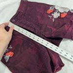 Free People Burgundy Floral Embroidery Scout Shorts Fray Hem Camo High Rise Sz 0 Photo 4