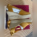 Tory Burch  NWT ELISA90MM wedge Espadrille satin golden Fry 713 Photo 1