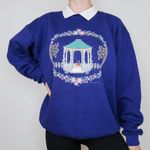 Vintage 90s Purple Floral Gazebo Graphic Collared Sweatshirt Size L Photo 1