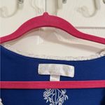 Eileen West Lace Embroidered Navy Blue Royal Night Gown Dress Size L Photo 2