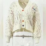Melange V Neck Knit Cardigan Small K Pop Style Chunky Multicolor K Pop New Jeans White Photo 2