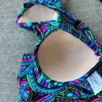Catalina Vintage Teal Purple Paisley French high Cut Bikini Swimsuit Set Photo 6