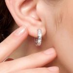 925 Silver Plated Cubic Zirconia CZ Diamond Small Hoop Earrings for Women Men Photo 3