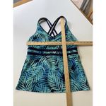 Lands End Womens Aqua Palm Tree Black Blue Green Tankini top Removable Cups Sz 6 Photo 5
