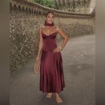 House Of CB  M A-C   'Beau' Wine Pleated Midi Dress NWOT Photo 12