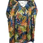 Kona Sol NWT Multicolor Floral Print V Neck Kaftan Beach Cover Up Tassels Size M Photo 0