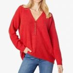 Madewell NEW Plus Asherton Waffle Henley Sweater in red, 2X Photo 3