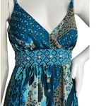 Robbie Bee Multi Animal Print Sleeveless Maxi Dress Teal Strap Dress 12 Photo 1