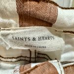 Saints & Hearts Size L Flare Pants • Brown/White Stripes • Fringe Hem Boho Brown Photo 6