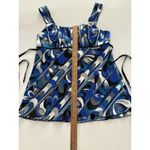 Vintage B Wear Y2K Satin Cami Babydoll Tank Top Fairy L Blue Black Swirl Empire Size L Photo 6