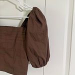 Abercrombie & Fitch Brown Square Neck Puff Sleeve Blouse-Size Small Photo 3