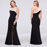 XScape NWT One-Shoulder Contrast Ruffle Jersey Sheath Gown Sz 12 Photo 1