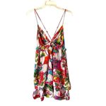 Anthropologie Willow Floral Mini Dress Pink White Red size small Hawaiian Print Photo 1