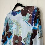 Gap Maternity Long Sleeve Tunic Top Cotton Blue Brown Floral Y2K ~ Size M Photo 10