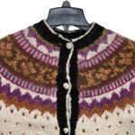 Vintage Nordic Sweater Womens Size S Wool Hand Knit Fair Isle Cardigan Chunky Photo 1