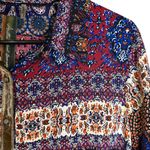 Aratta Silent Journey Boho‎ Paisley Floral Velvet Burnout Tunic Dress Large Blue Photo 7
