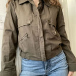 Paige  Aubrey Utility Trench Jacket Cropped Sz‎ Small Green Military Style Photo 0