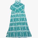 Chico's 2 Large 12 Halter Maxi Dress Long Aqua Blue Print Vacation Summer Trendy Photo 0
