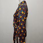 Anthropologie Cupcakes & Cashmere Multicolored Satin Geo Wrap Blouse Size Small Photo 2