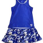 Faye & Florie Blue Camo Lisa Skirt & Racer Tank Athletic Tennis Skirt Set Sz M Size M Photo 0