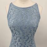 Vintage 90s Jessica McClintock Floral Lace Mini Dress High Neck Powder Blue Size 0 Photo 1