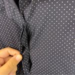H&M  Navy Polka Dot Button Up Shirt, Stretch Cotton Blend, Business Casual, 14 Photo 4