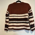 Anthropologie Elsamanda Women’s Sz: S Wool Blend Sweater Striped Cozy Fuzzy. Brown Photo 1