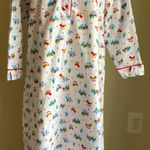 VTG Lanz of Salzburg Flannel 100% Cotton Nightgown Heart Buttons Log Cabin White Size L Photo 0